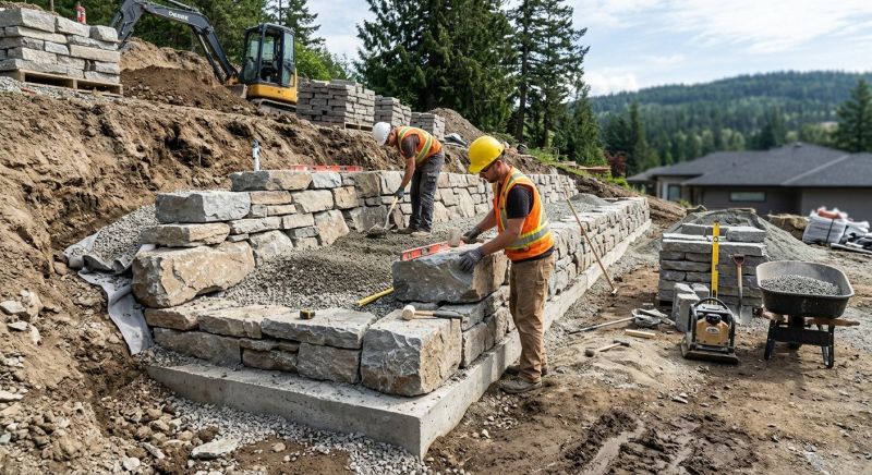 Block Retaining Wall Installation in Sonoma County, CA